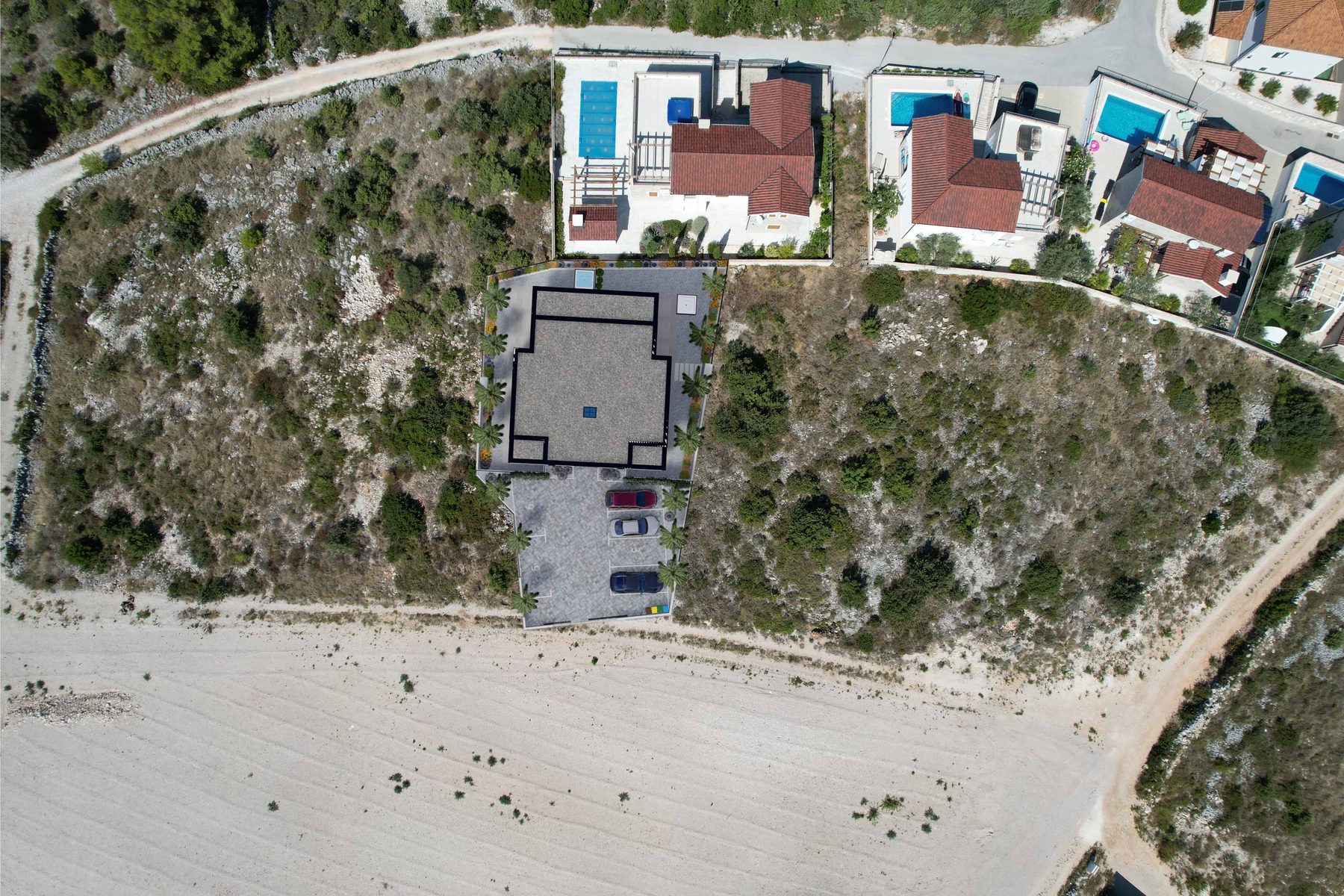 3D prikaz novogradnje Ražanj Stanovi u stvarnom prostoru — vizualizacija 3